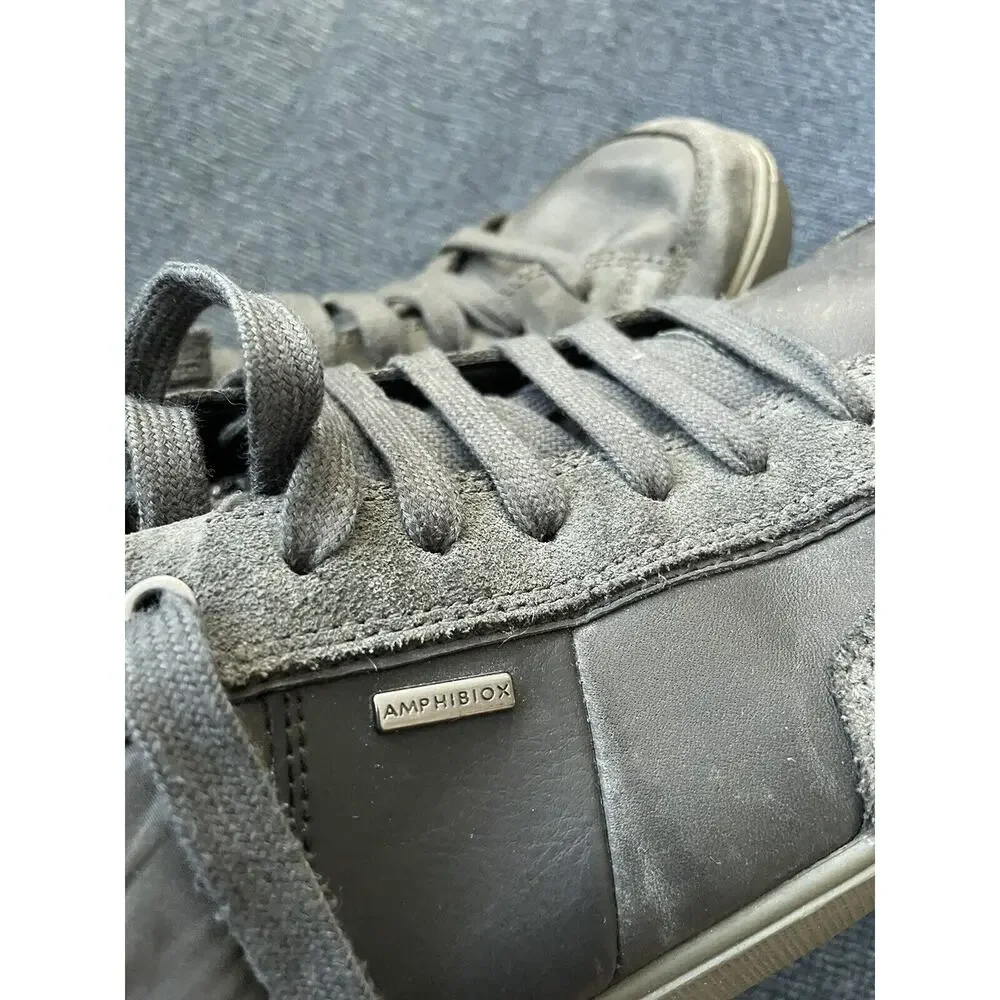 Geox Respira Shoes Mens 8 Leather Sneakers Black Breathable Comfort Walking‎ EUC